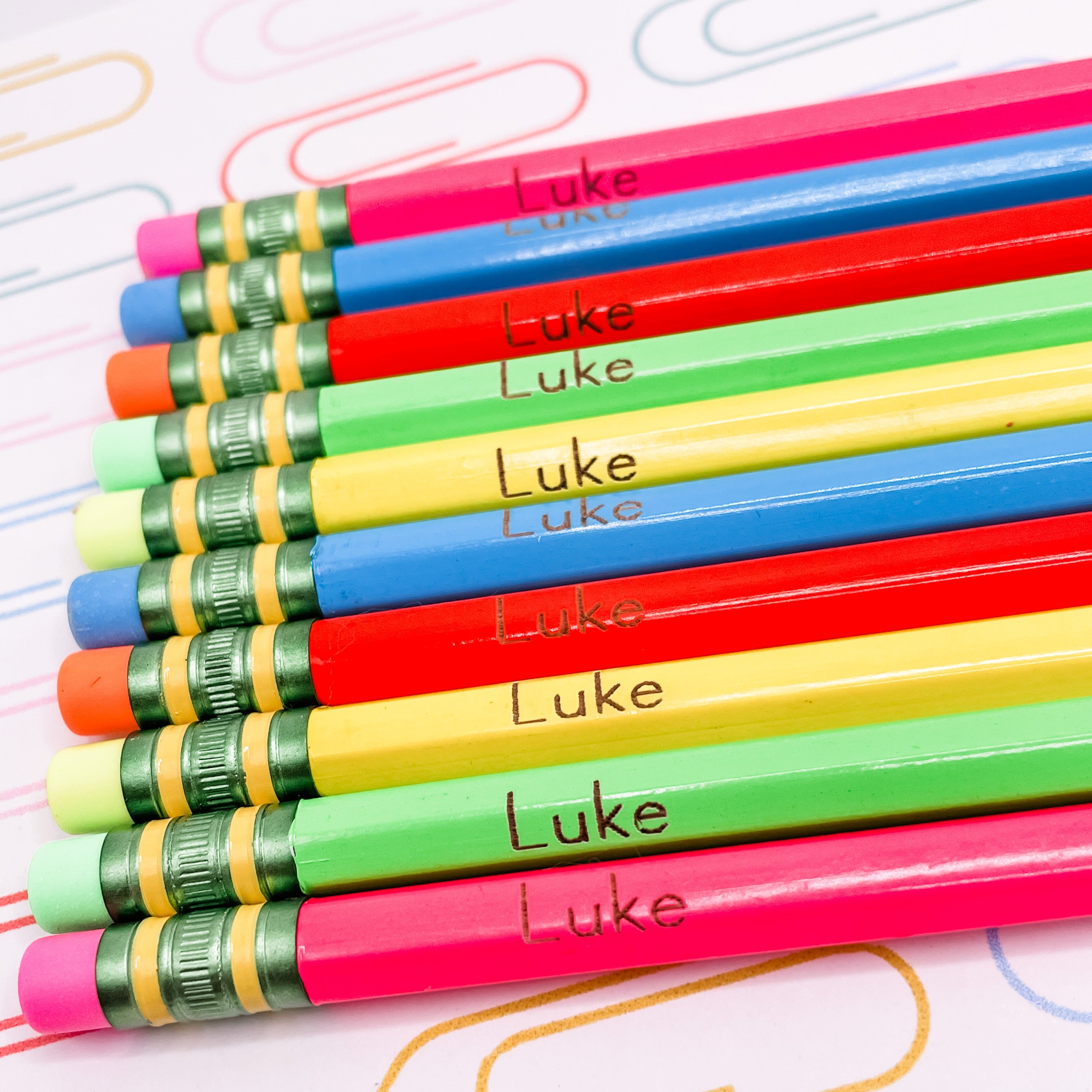 Neon Personalized Pencils