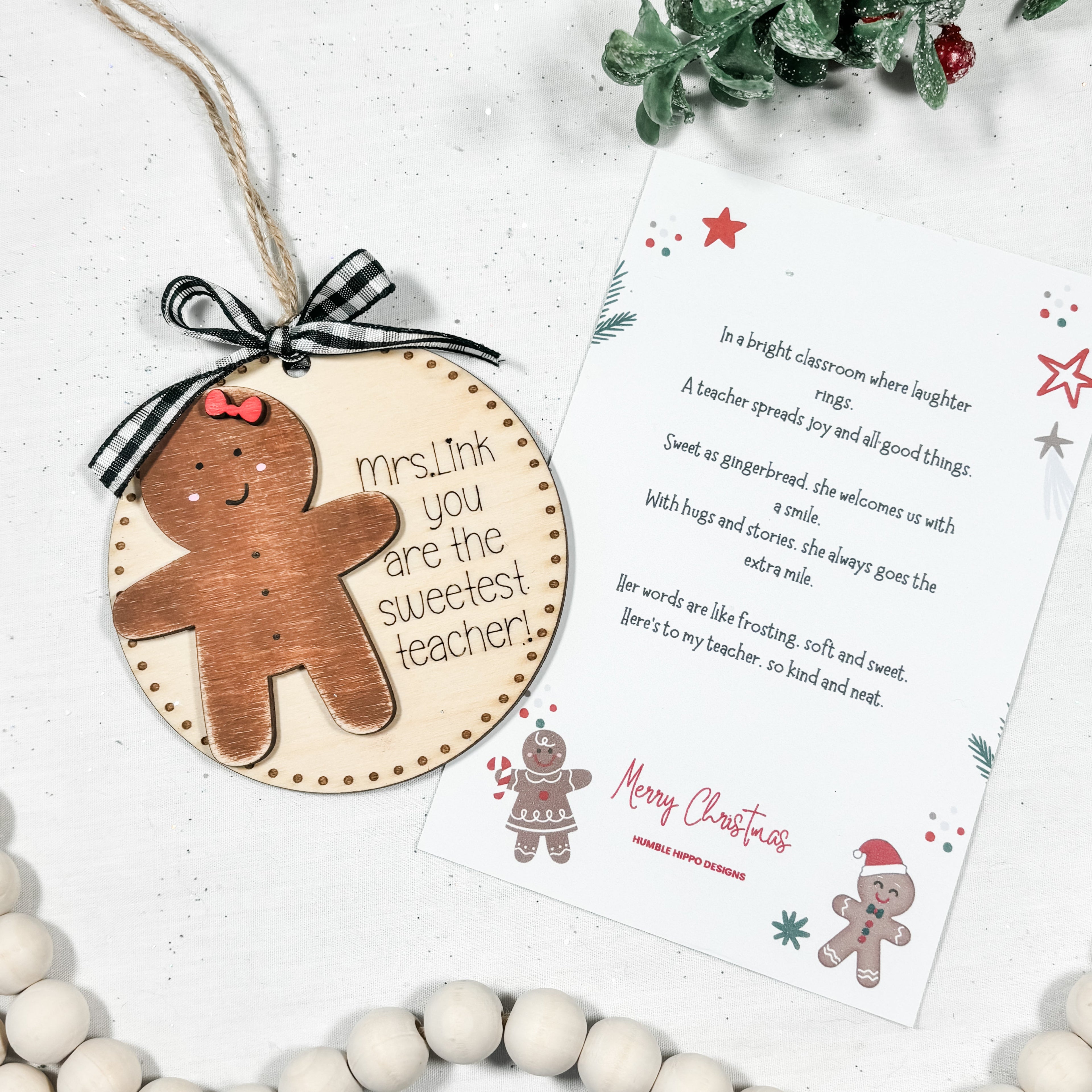 Sweetest Teacher Christmas Ornament