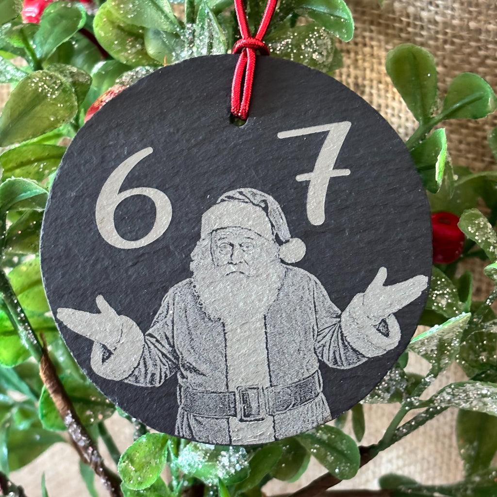6 7 Santa Shrug Christmas Ornament