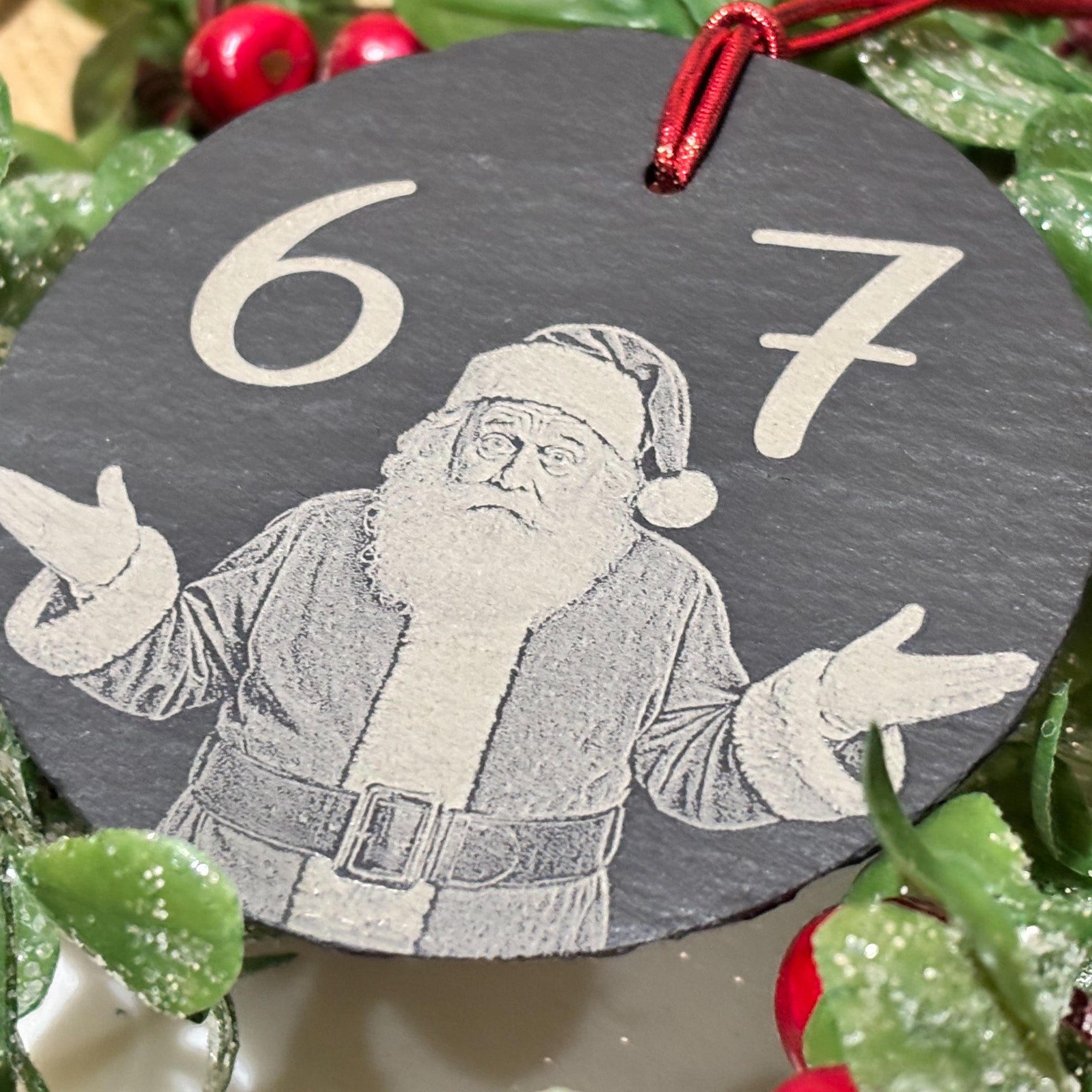 6 7 Santa Shrug Christmas Ornament