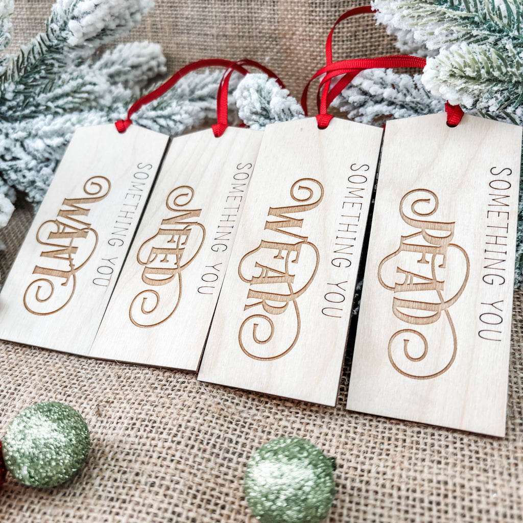 Want, Need, Wear, Read Gift Tag Set