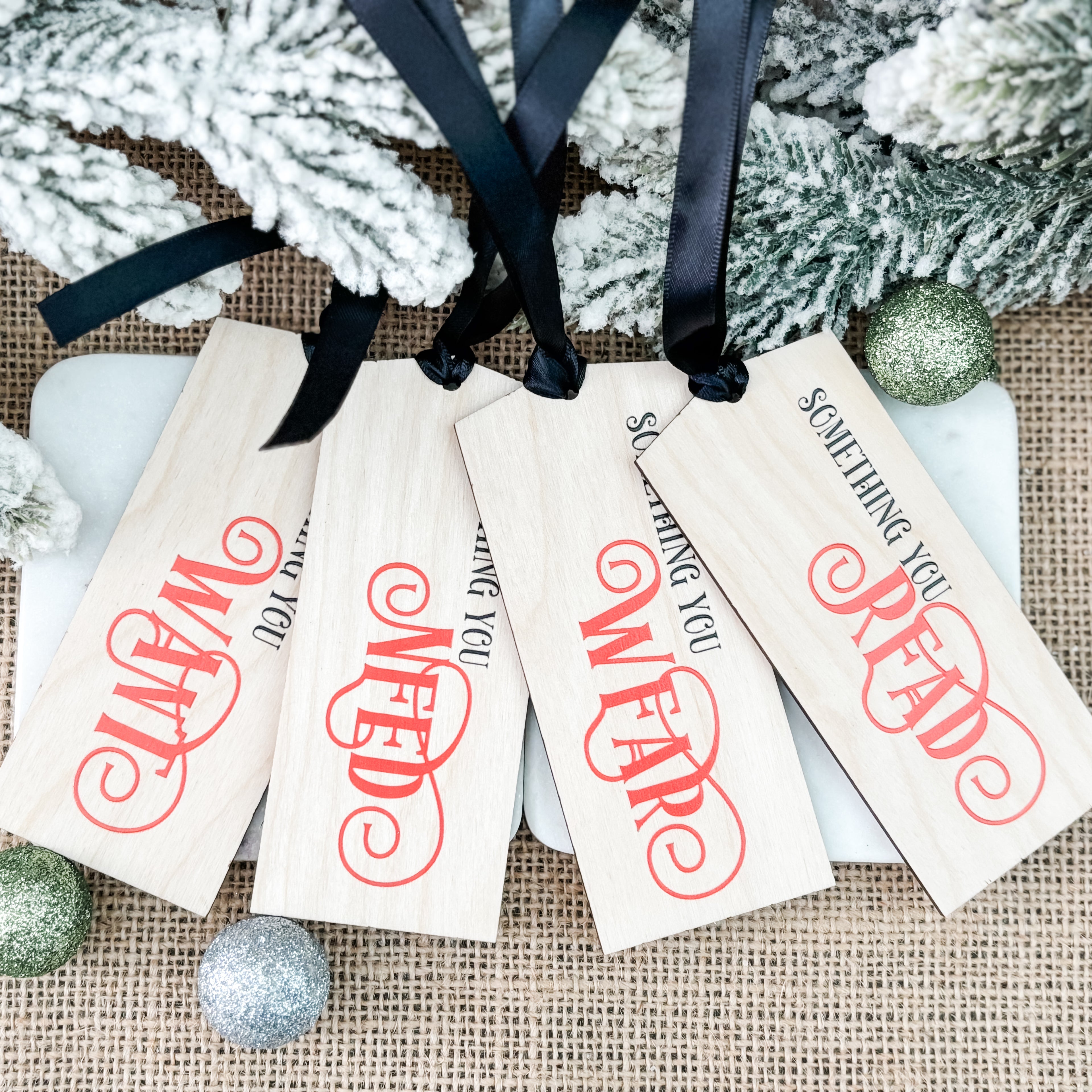 Want, Need, Wear, Read Gift Tag Set