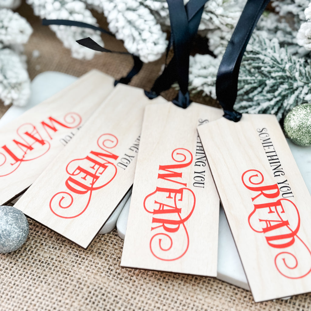 Want, Need, Wear, Read Gift Tag Set