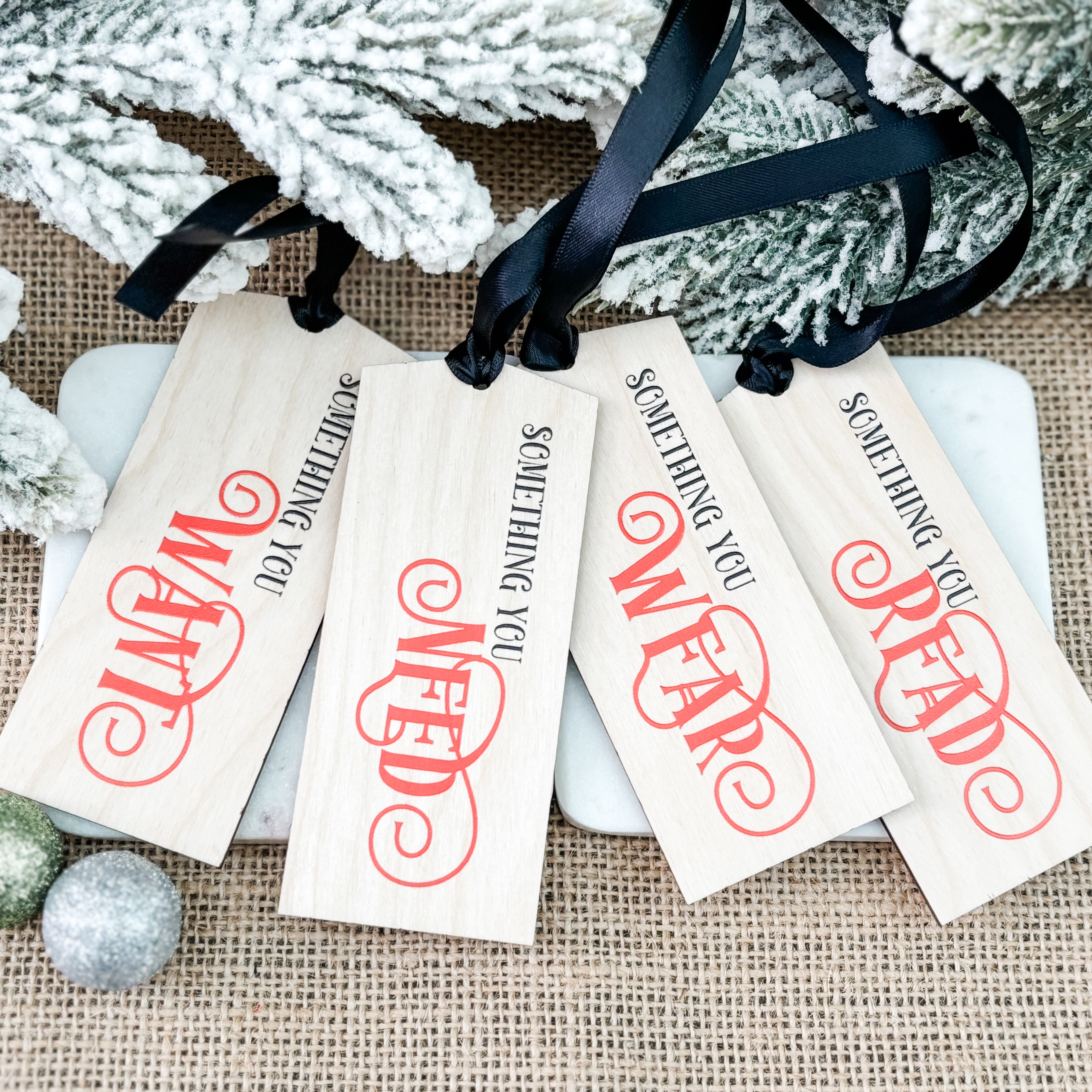 Want, Need, Wear, Read Gift Tag Set