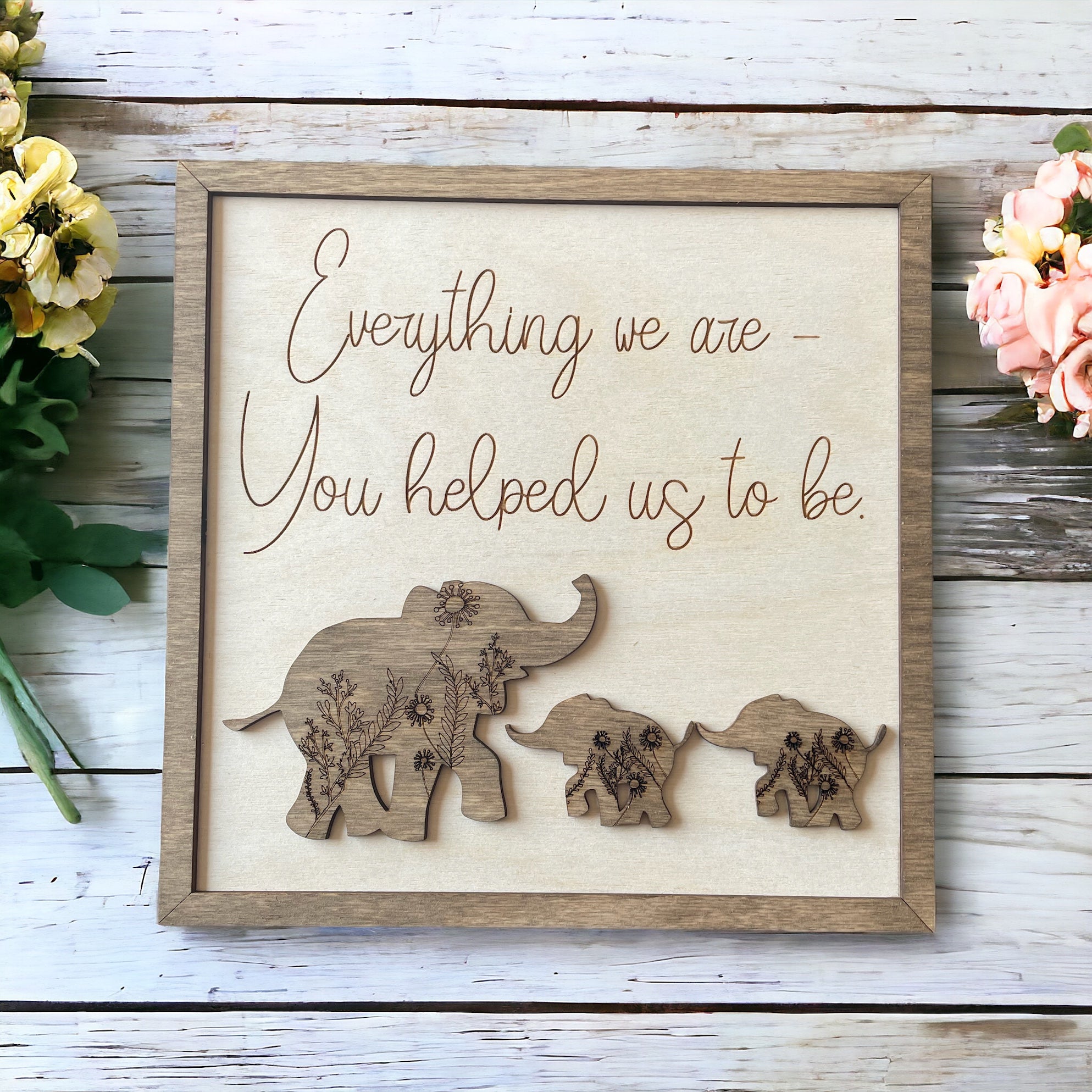 Everything I Am - Mom & 2 Baby Flower Elephant