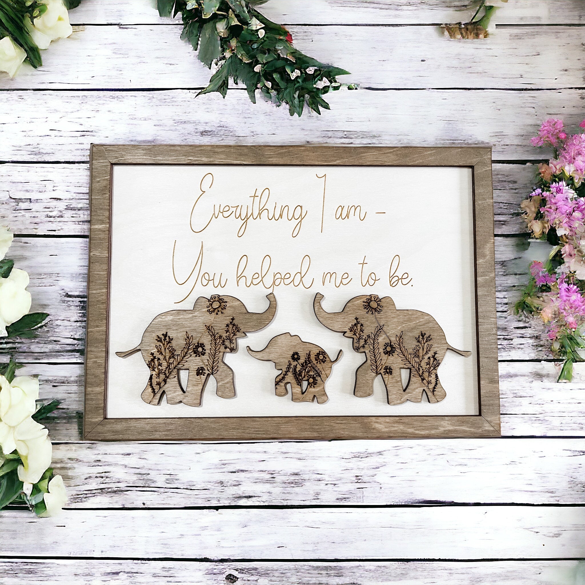 Everything I Am - Mom, Dad & Baby Flower Elephant