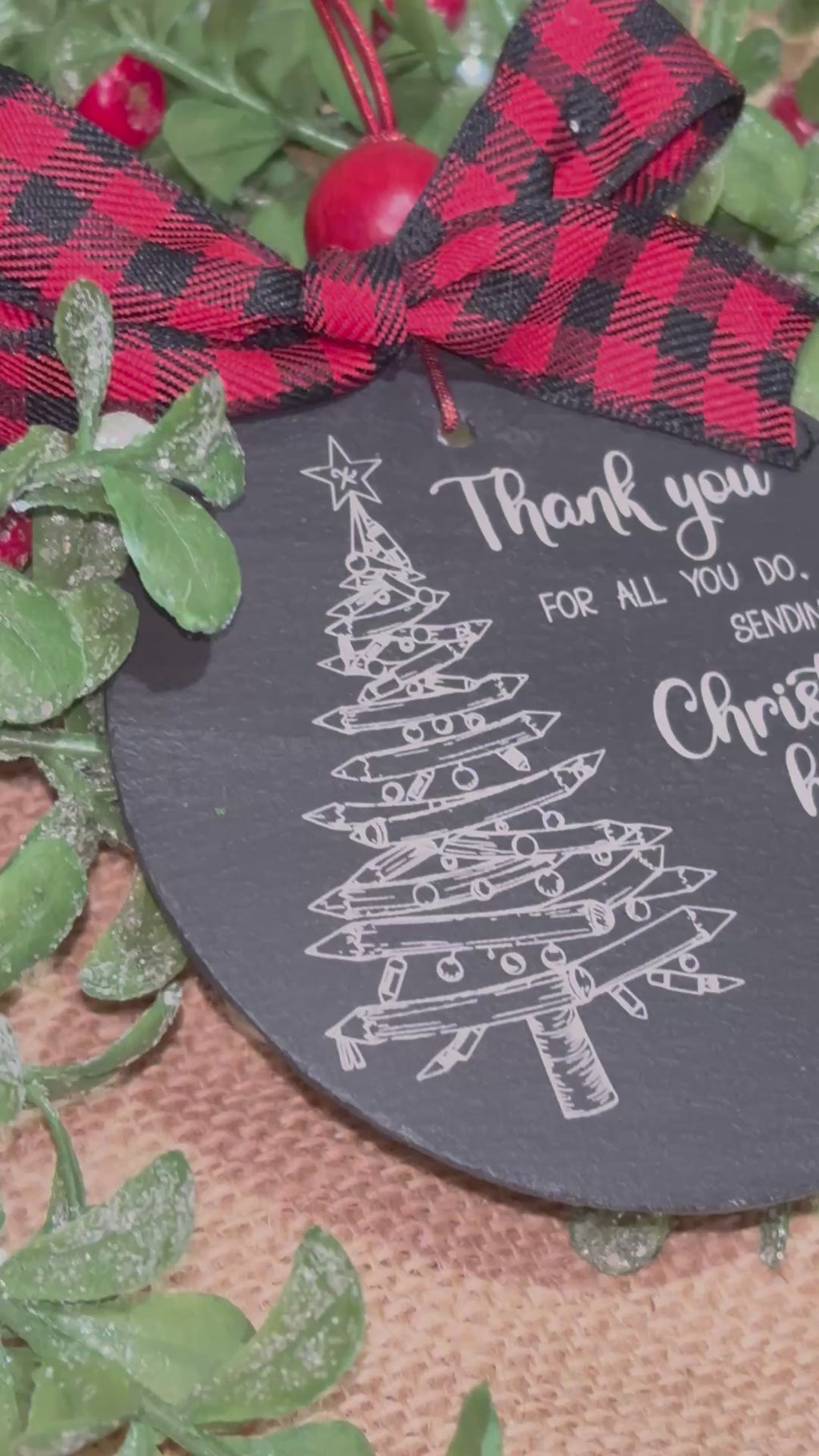 Pencil Tree Teacher Ornament