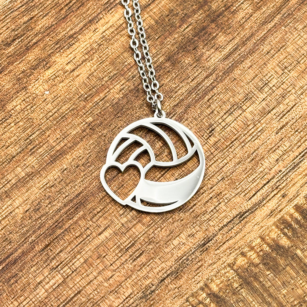 personalized volleyball necklace silver